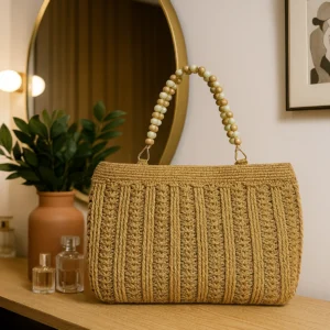 Sahara charm beaded handle tote