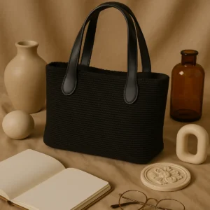 Ribbed Noir scallop Tote