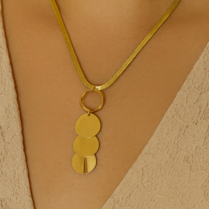 Golden trio drop pendant - Party Wear Neckchain