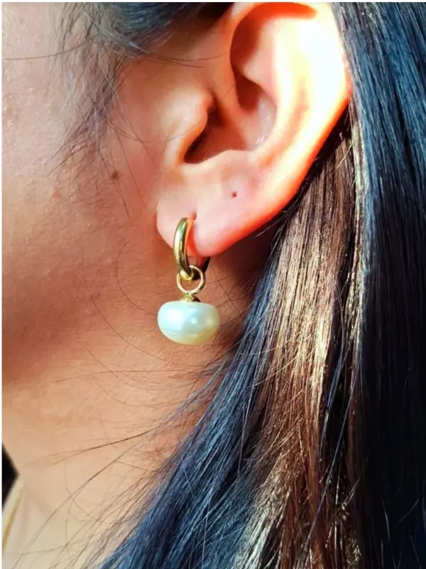 Demi Fine Pearl Studs - Anti Tarnish Pearl Studs - Image 7