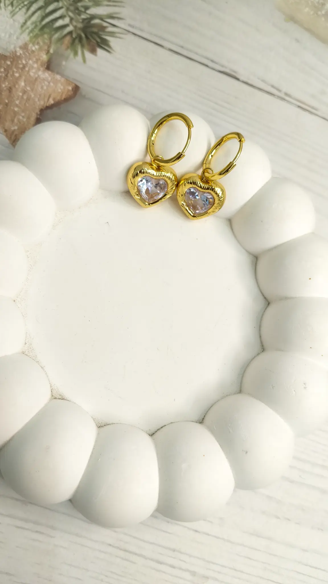 Amora Gold Hearted Earrings - Party wear earrings - Image 3