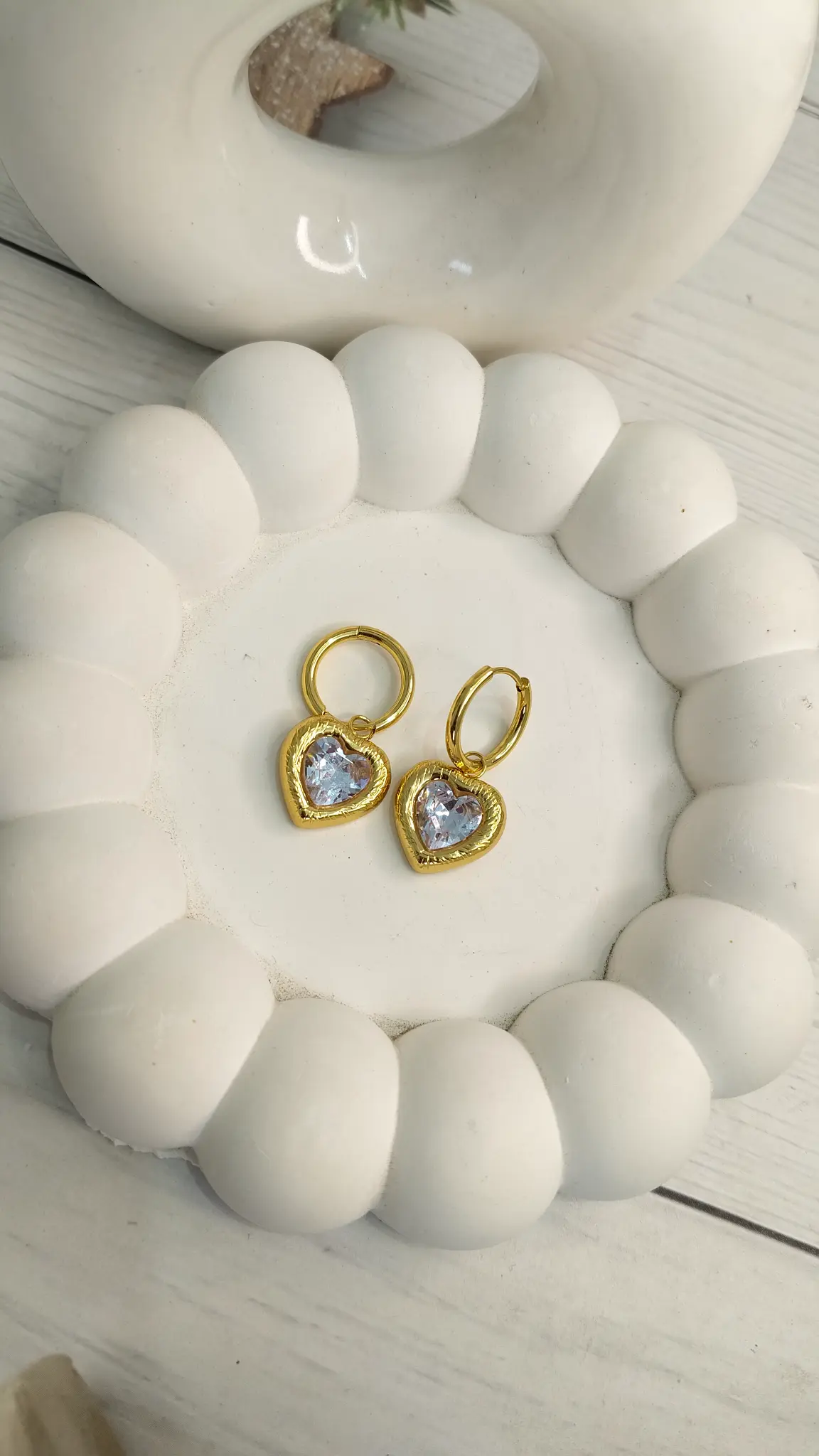 Amora Gold Hearted Earrings - Party wear earrings - Image 4