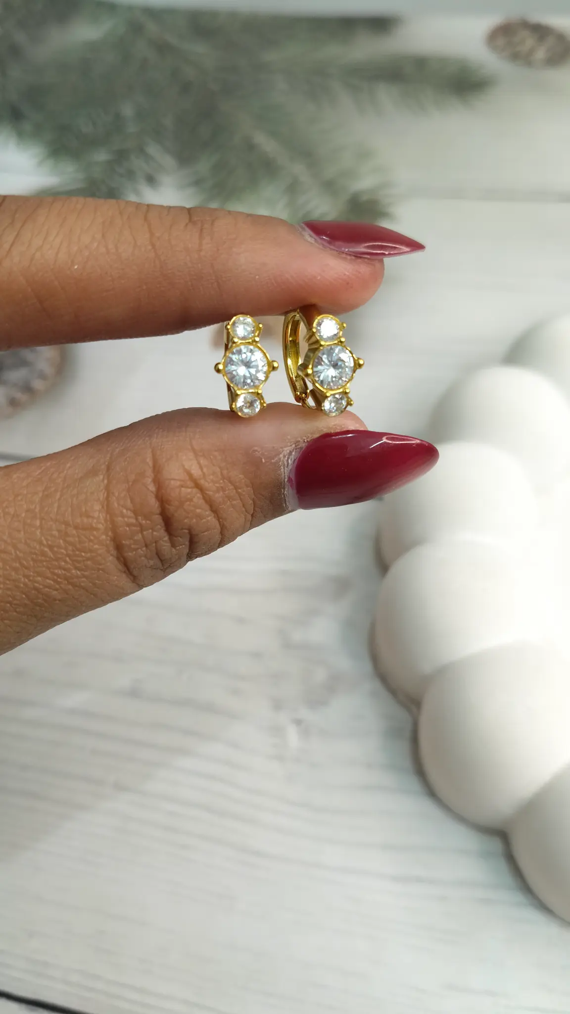 Stellar Trio Gold Hoops - Statement Hoops - Image 2