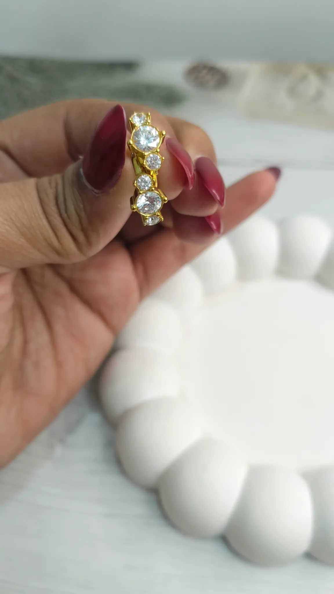 Stellar Trio Gold Hoops - Statement Hoops - Image 3