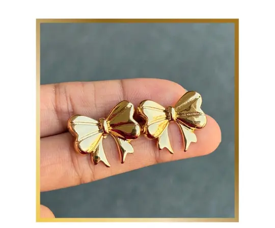Valentina Bow Studs - Anti tarnish statement studs - Image 3