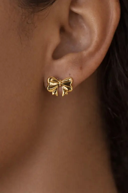 Valentina Bow Studs - Anti tarnish statement studs - Image 2