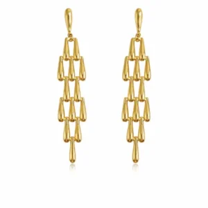 Anti Tarnish Golden Drizzle Earrings - Party wear earrings