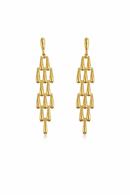 Anti Tarnish Golden Drizzle Earrings - Party wear earrings