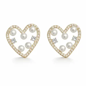 Pearl Heart Earrings - Waterproof Earrings