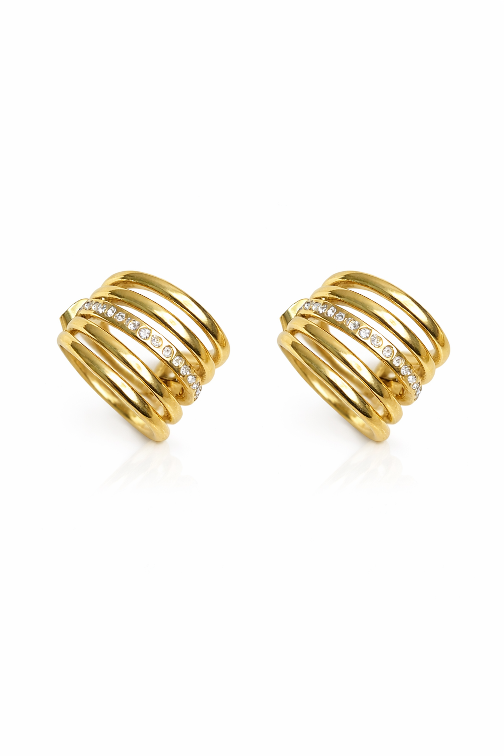 Multi Layer Gold Studs - Anti tarnish Hoops