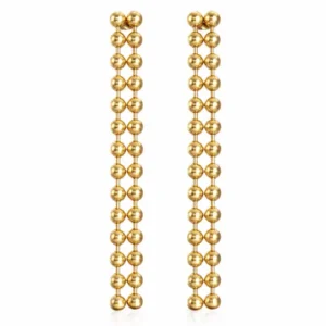 Gold Bead Dangles - Statement Earrings