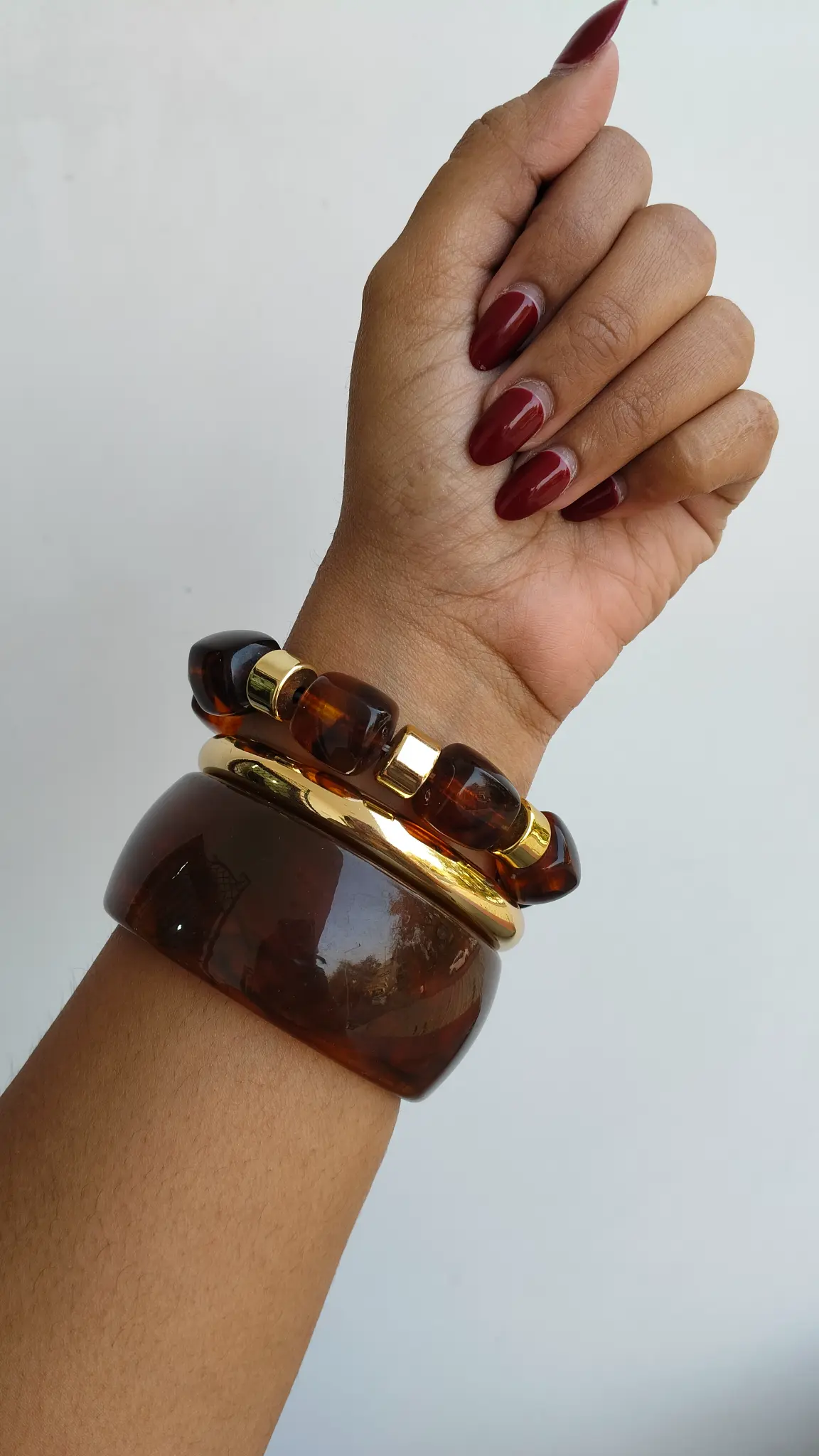 Mocha Glow Luxe Stacks - Statement Stackable Bracelets - Image 4