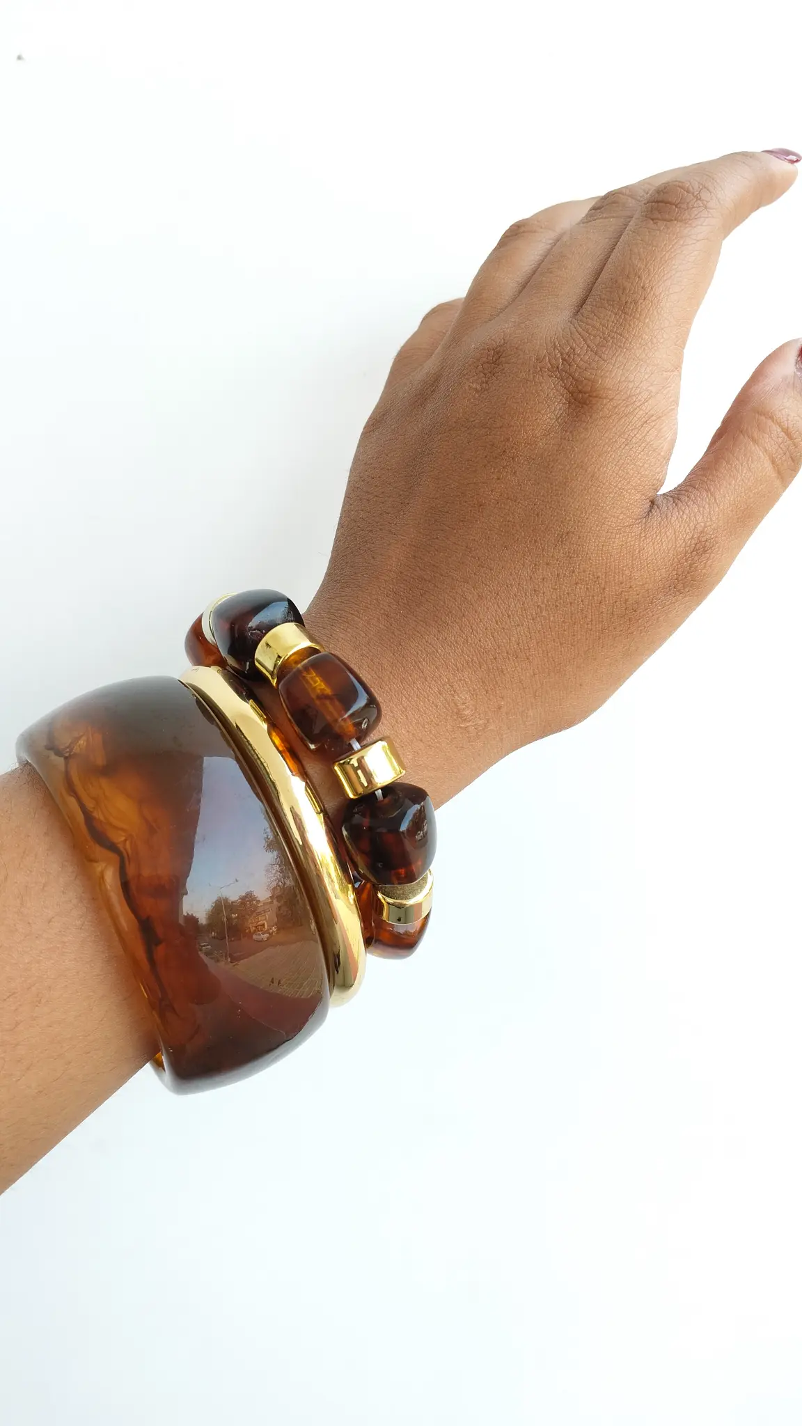 Mocha Glow Luxe Stacks - Statement Stackable Bracelets - Image 5