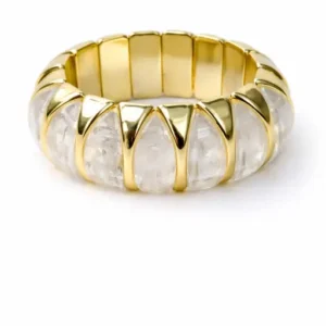 Crystal White Resin Bracelet - Statement Cuff