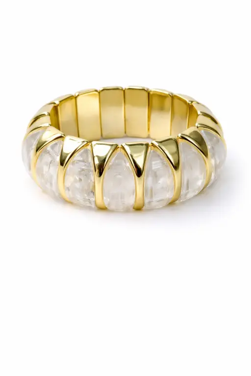 Crystal White Resin Bracelet - Statement Cuff