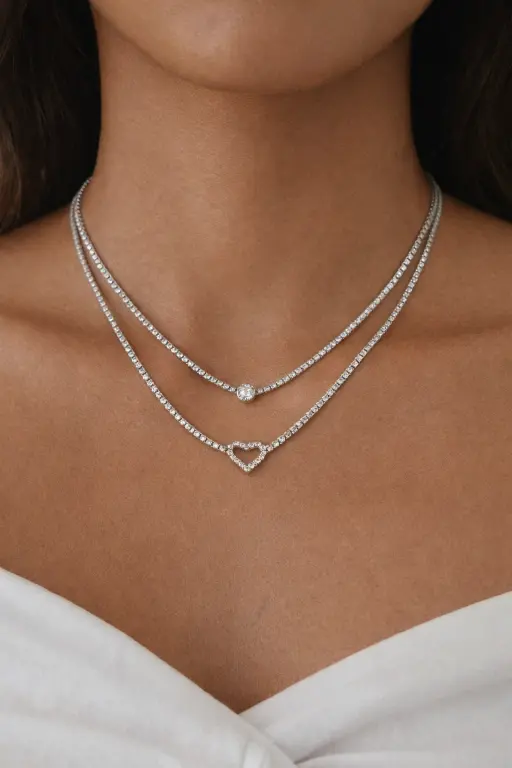 Seraphina Heart Layered Neckchain - Party Wear Neckchain - Image 2